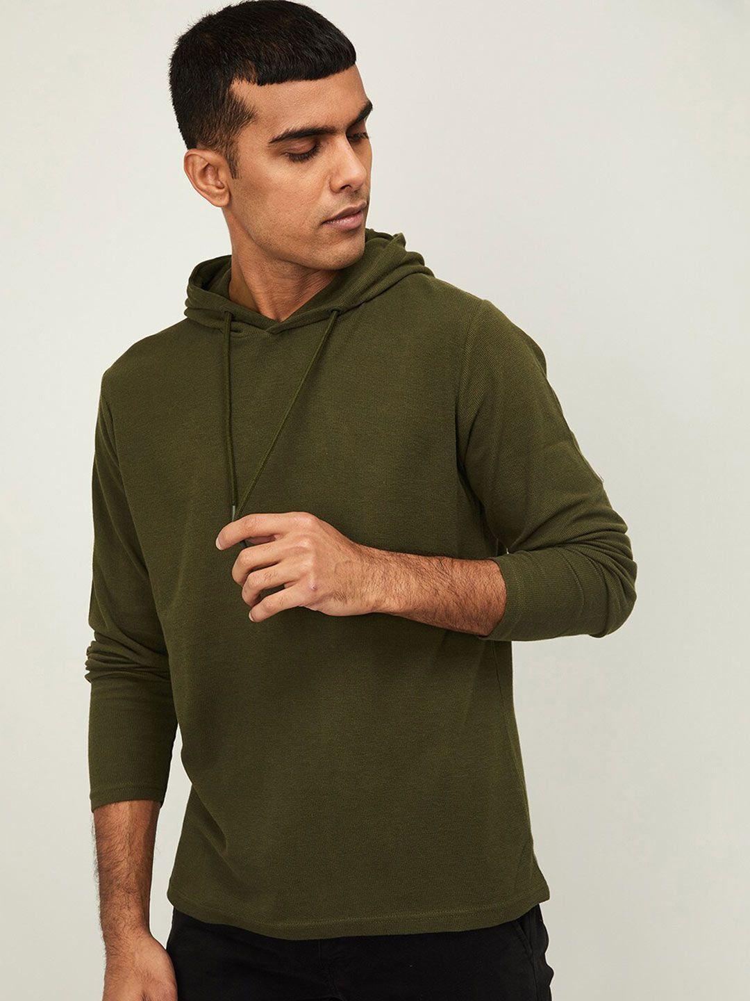 fame forever by lifestyle men olive green & pullman green raw edge t-shirt