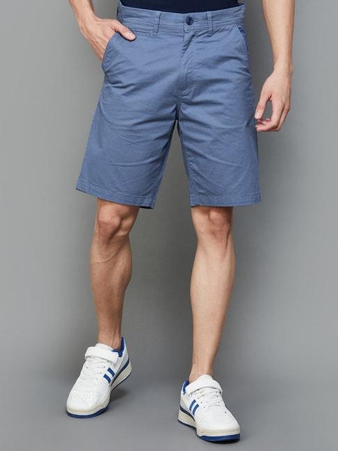 fame forever by lifestyle mid blue regular fit shorts