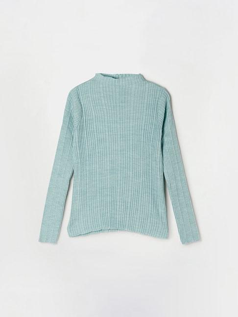 fame forever by lifestyle mint green solid full sleeves sweater