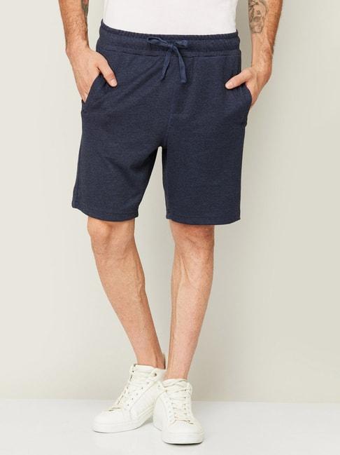 fame forever by lifestyle navy blue cotton regular fit shorts
