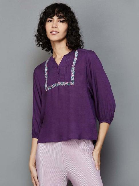 fame forever by lifestyle purple printed top