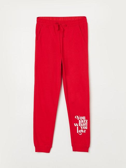 fame forever by lifestyle red graphic print joggers