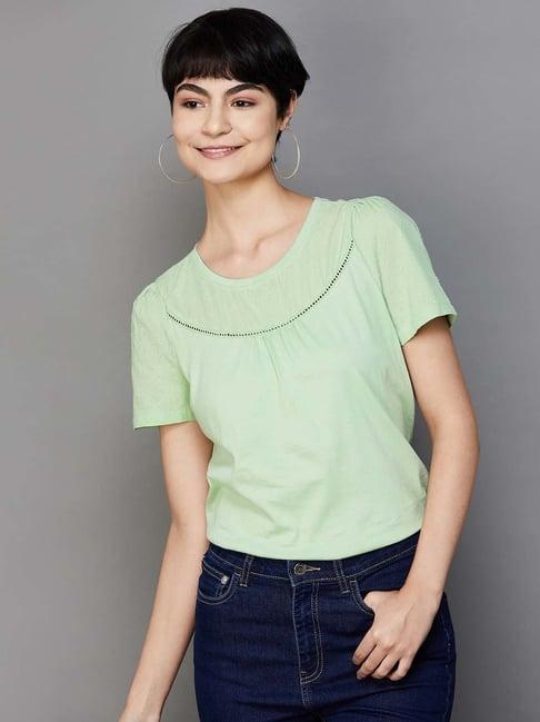 fame forever by lifestyle sage green cotton self pattern top