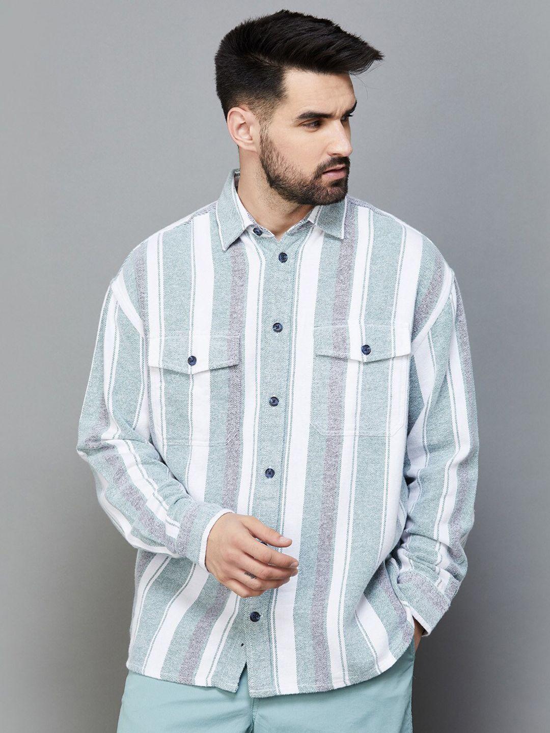 fame forever by lifestyle slim fit vertical striped casual cotton shirt