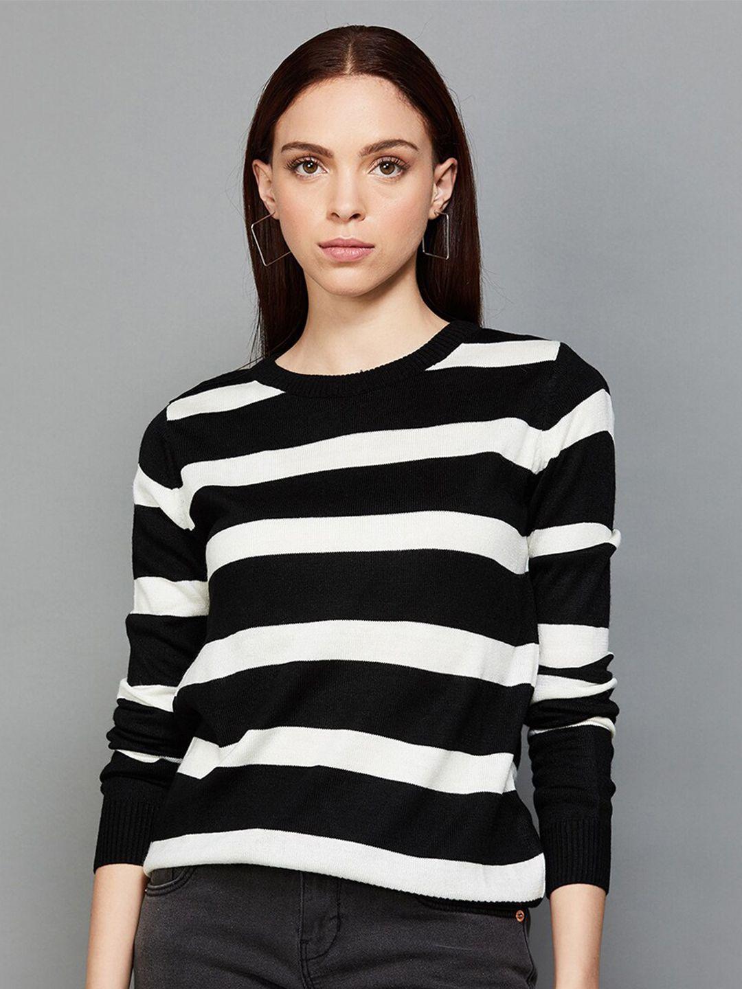 fame forever by lifestyle striped round neck long sleeves top