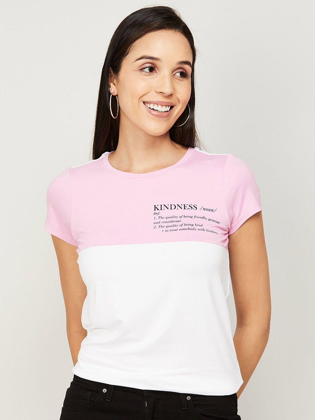 fame forever by lifestyle white colourblocked t-shirt