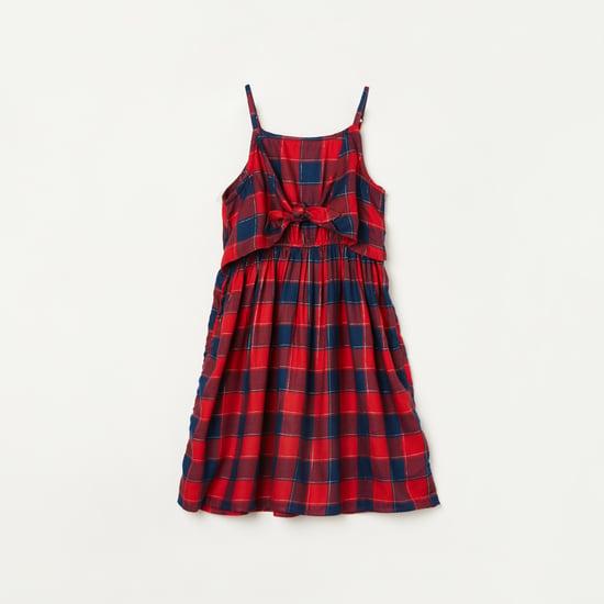 fame forever girls checked a-line dress