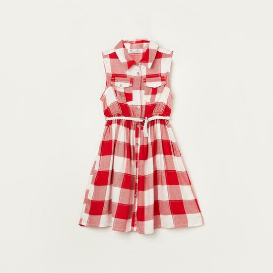 fame forever girls checked fit and flare dress