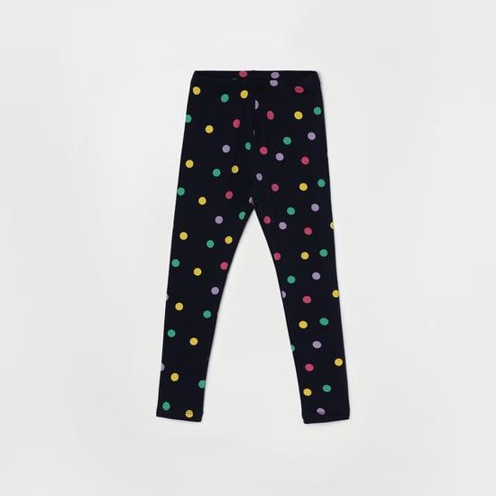 fame forever girls polka dot printed elasticated leggings