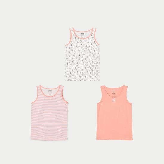 fame forever girls printed assorted tank tops - set of 3