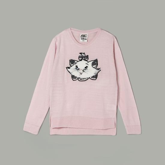 fame forever girls the duchess graphic embroidered crew neck sweater