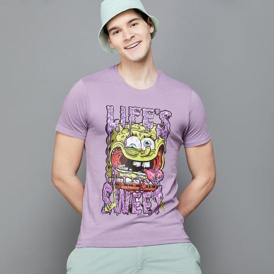 fame forever men spongebob printed regular fit t-shirt
