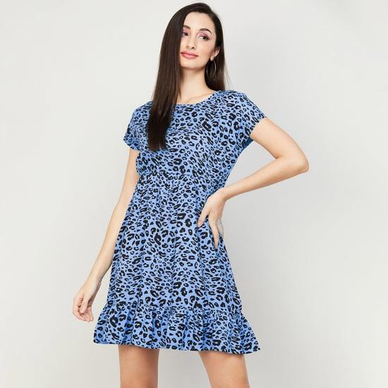 fame-forever-women-animal-printed-round-neck-a-line-dress