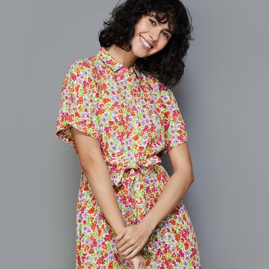 fame forever women floral printed shirt dress
