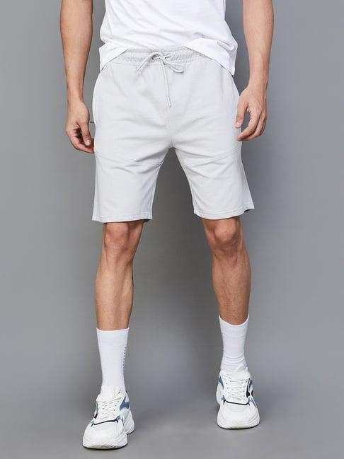 fame active light grey regular fit shorts