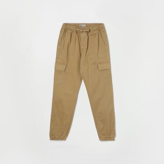 fame forever boys solid elasticated cargo joggers