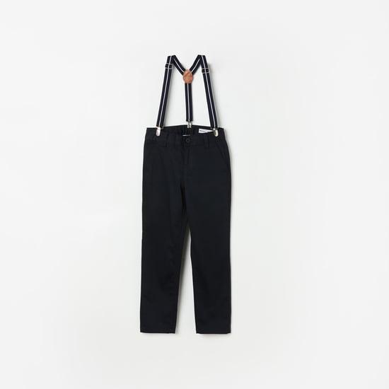 fame forever boys solid trousers with suspenders