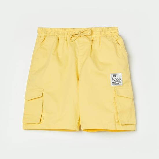fame forever boys solid woven regular fit cargo shorts