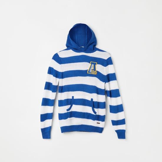 fame forever boys striped hooded sweater