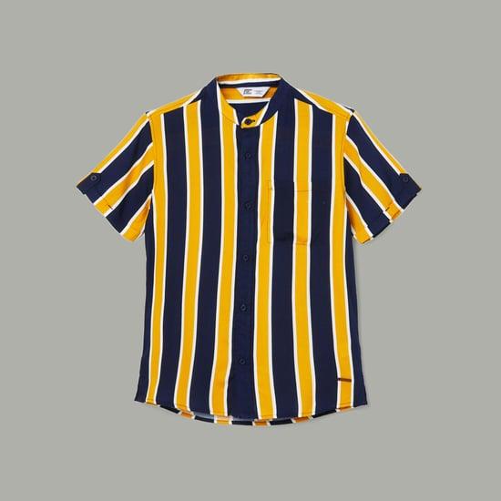 fame forever boys striped mandarin collar striped casual shirt