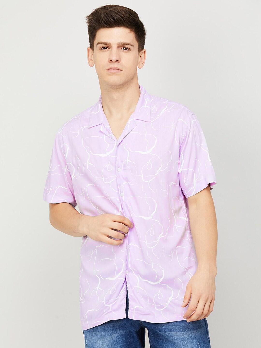 fame forever by lifestyle abstract printed slim fit casual shirt
