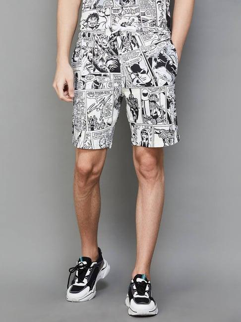 fame forever by lifestyle beige cotton regular fit printed shorts