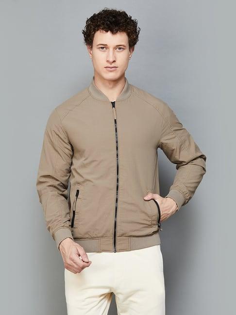 fame forever by lifestyle beige regular fit bomber jacket