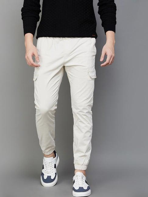 fame forever by lifestyle beige regular fit jogger pants