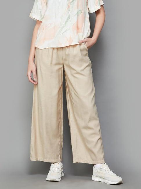 fame forever by lifestyle beige regular fit mid rise pants