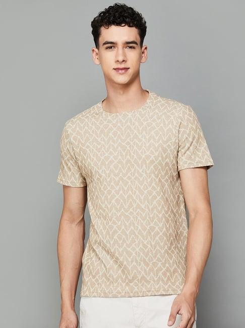 fame forever by lifestyle beige regular fit printed t-shirt