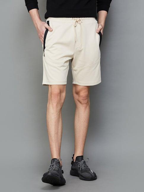 fame forever by lifestyle beige regular fit shorts