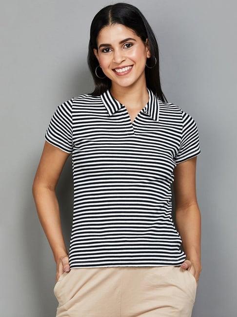 fame forever by lifestyle black & white striped top