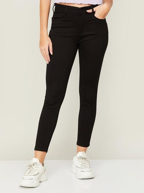 fame forever by lifestyle black cotton mid rise jeans