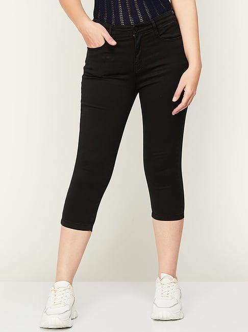 fame forever by lifestyle black cotton mid rise jeans