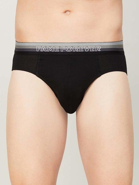 fame forever by lifestyle black cotton regular fit briefs