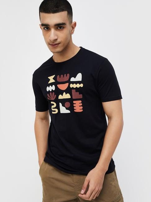 fame forever by lifestyle black cotton regular fit printed t-shirt