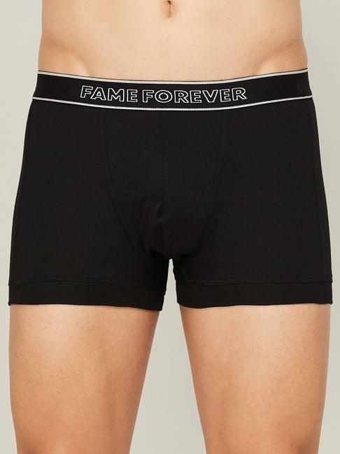 fame forever by lifestyle black cotton regular fit trunks