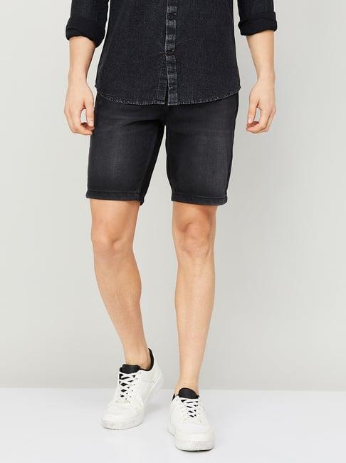 fame forever by lifestyle black regular fit denim shorts