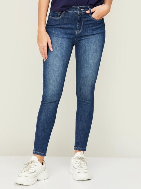 fame forever by lifestyle blue cotton mid rise jeans