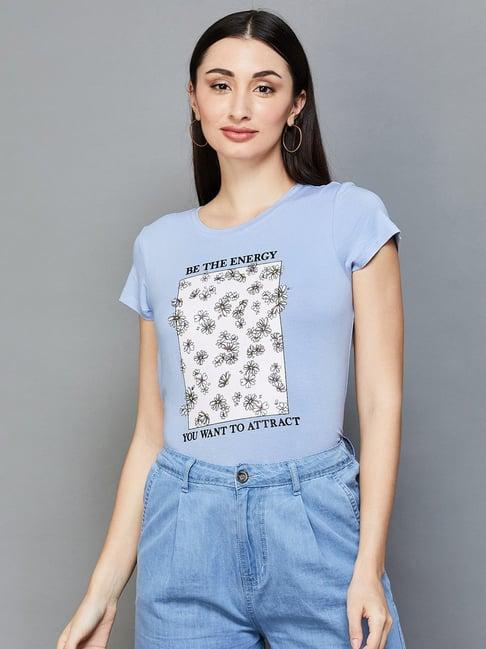 fame forever by lifestyle blue graphic print top