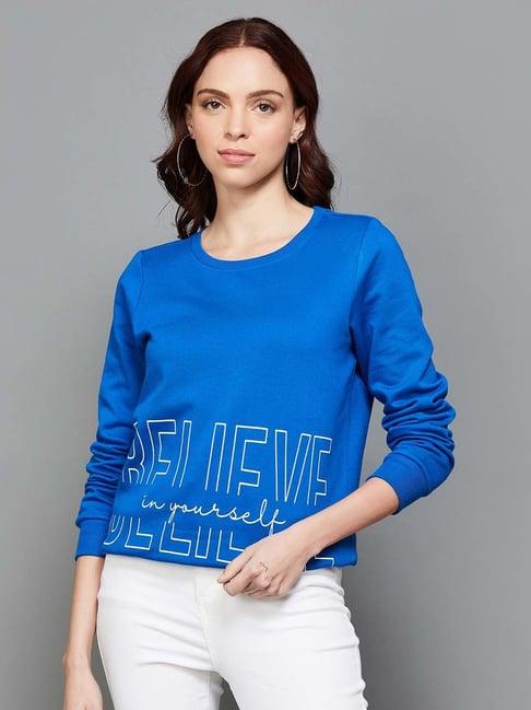 fame forever by lifestyle blue printed sweatshirt