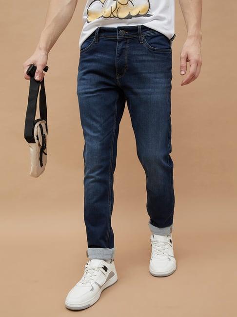 fame forever by lifestyle blue regular fit lightly washed jeans