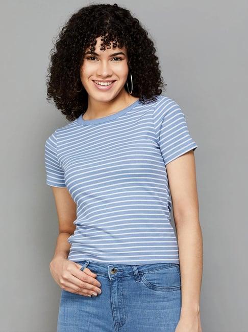 fame forever by lifestyle blue striped top