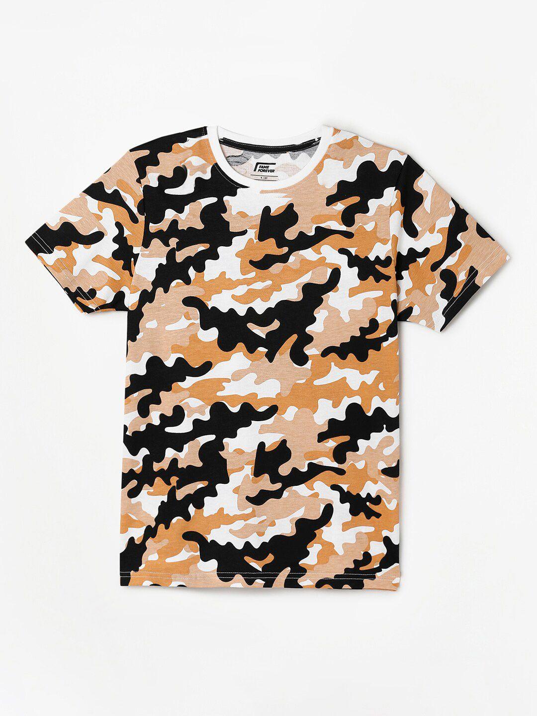 fame forever by lifestyle boys abstract printed pure cotton t-shirt