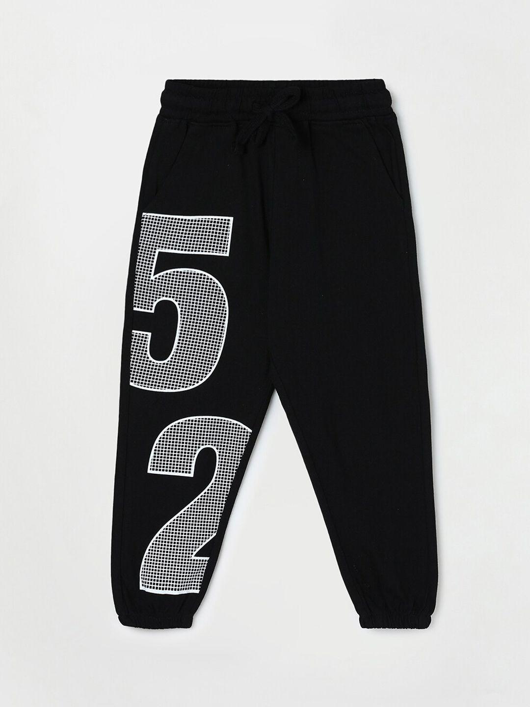 fame forever by lifestyle boys black printed cotton joggers