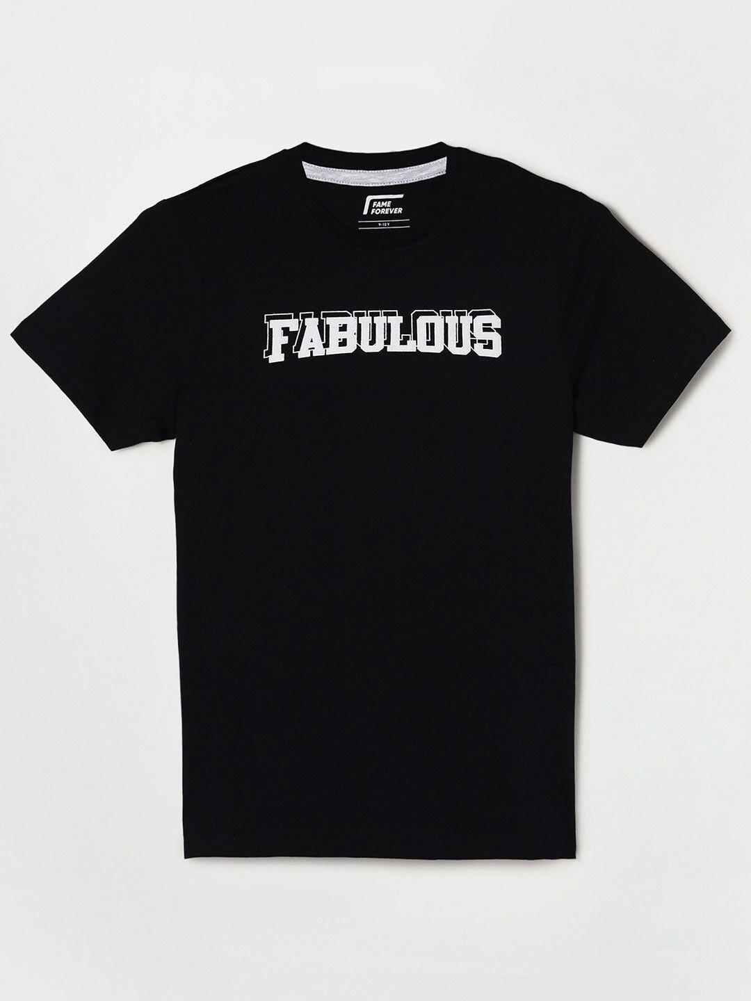 fame forever by lifestyle boys black typography printed t-shirt