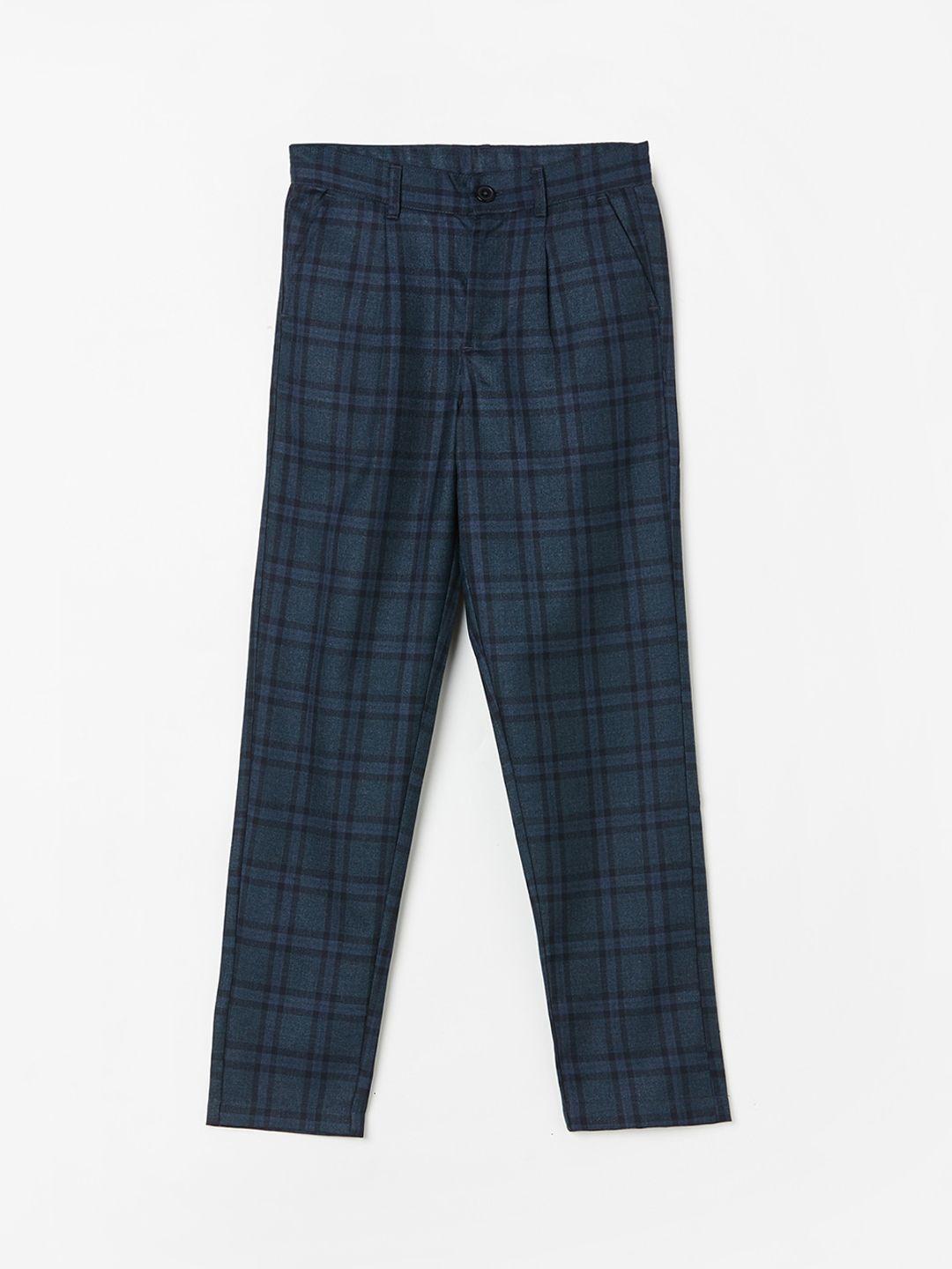 fame forever by lifestyle boys checked mid rise trousers