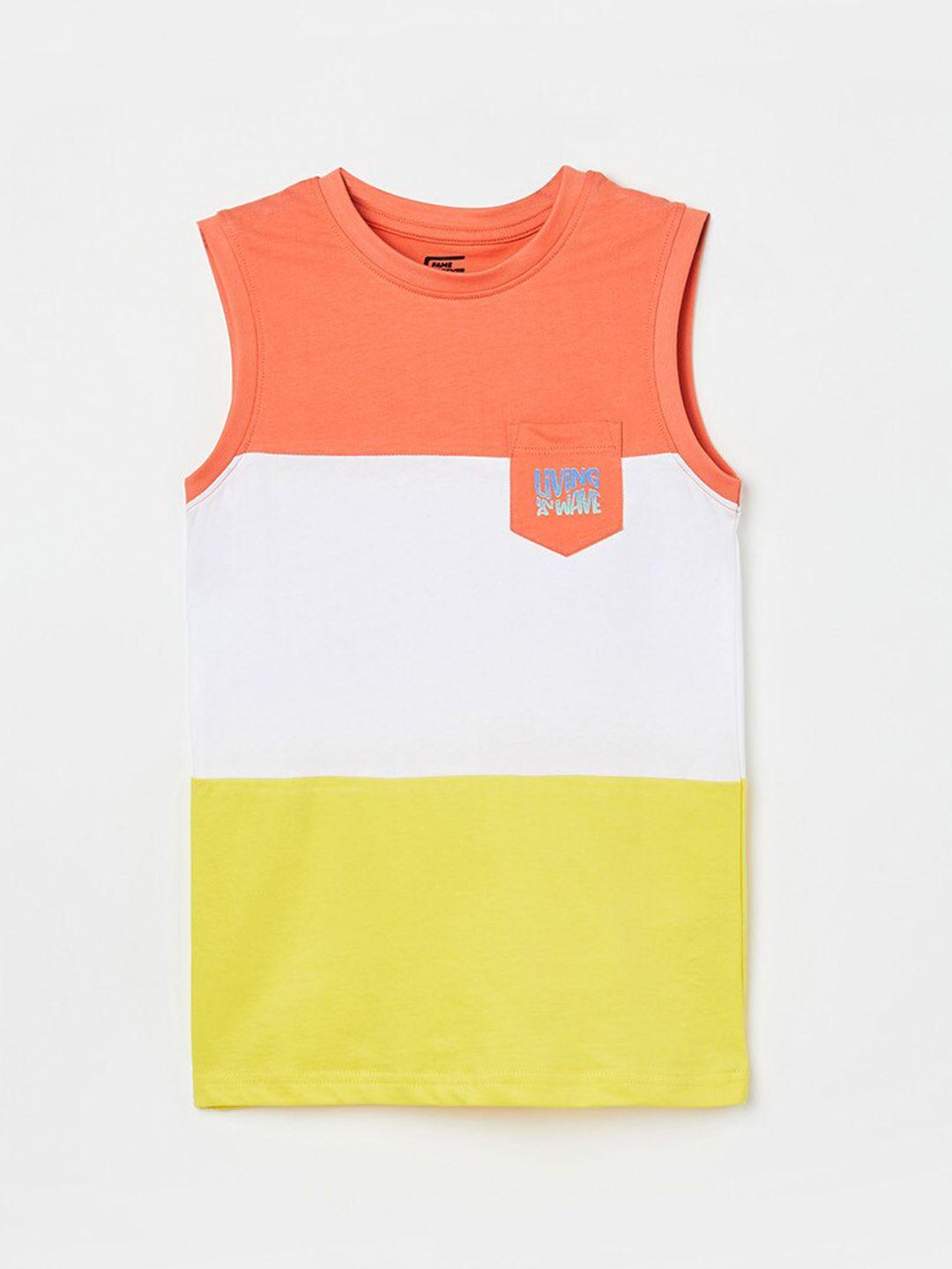 fame forever by lifestyle boys colourblocked cotton t-shirt
