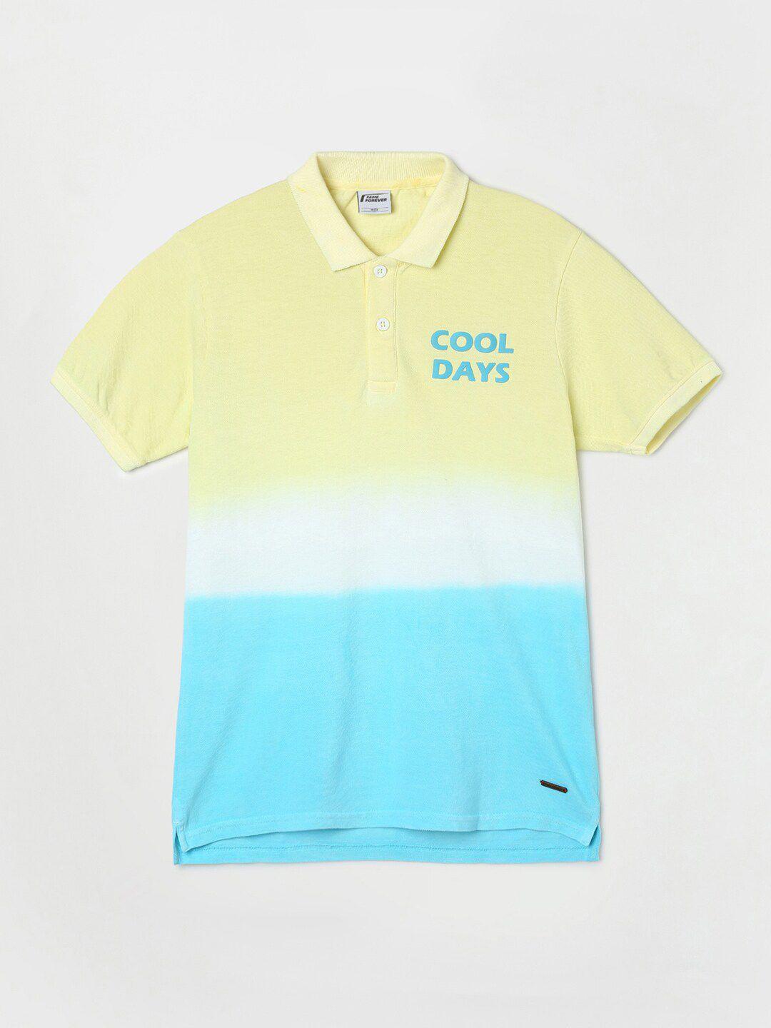fame forever by lifestyle boys colourblocked polo collar cotton t-shirt