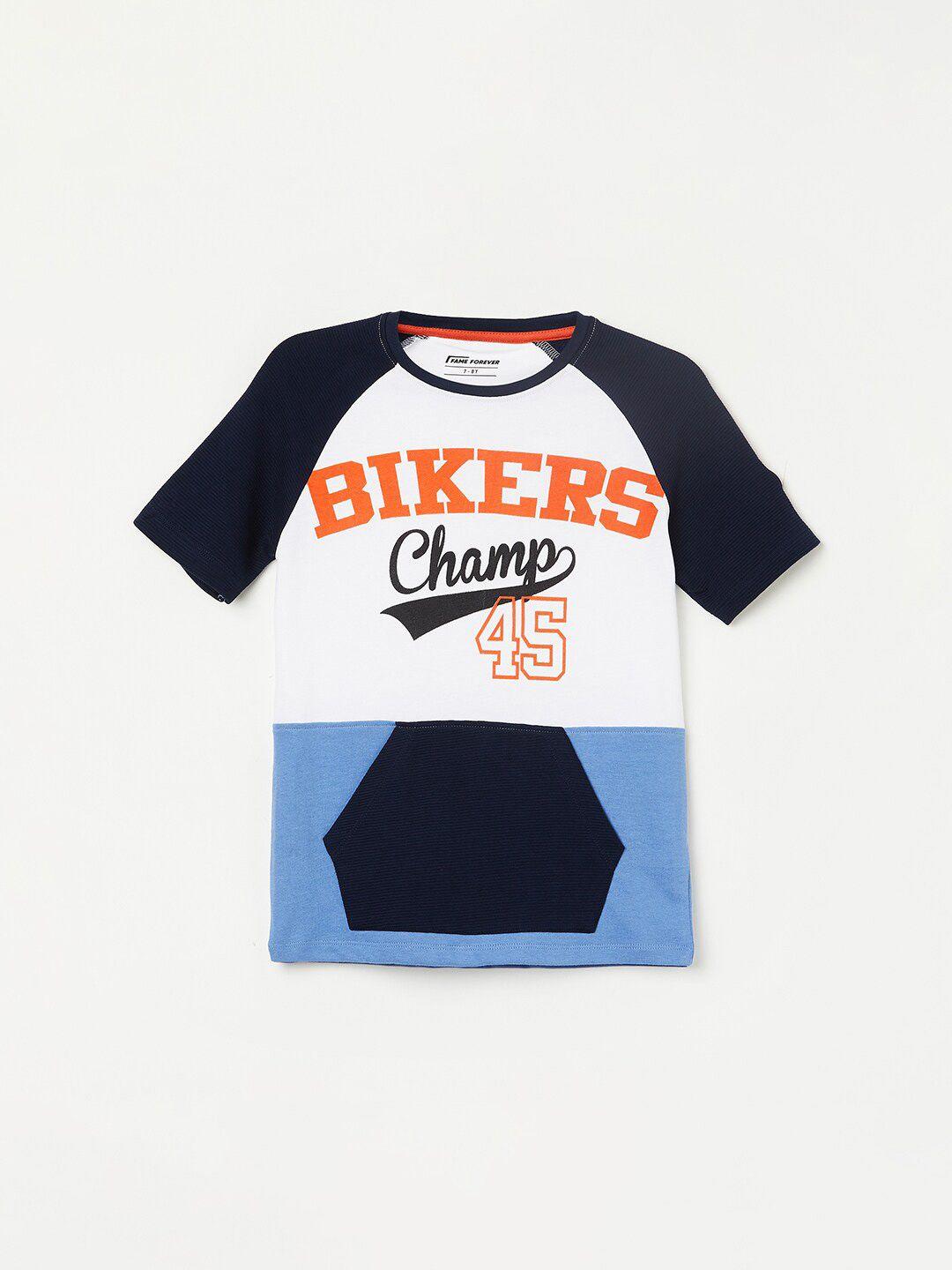 fame forever by lifestyle boys colourblocked pure cotton t-shirt